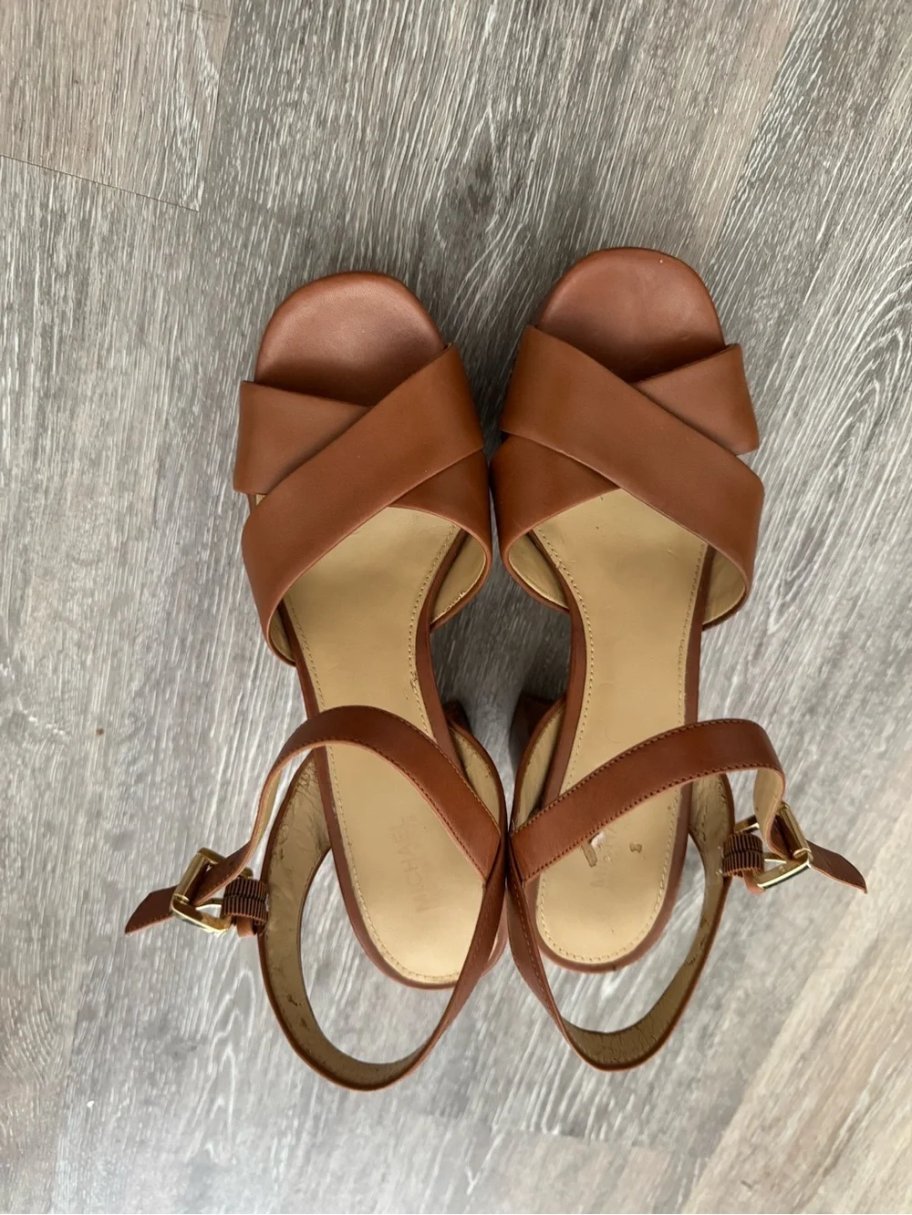 MICHAEL Michael Kors Tan Brown Platform Block Heel Sandals